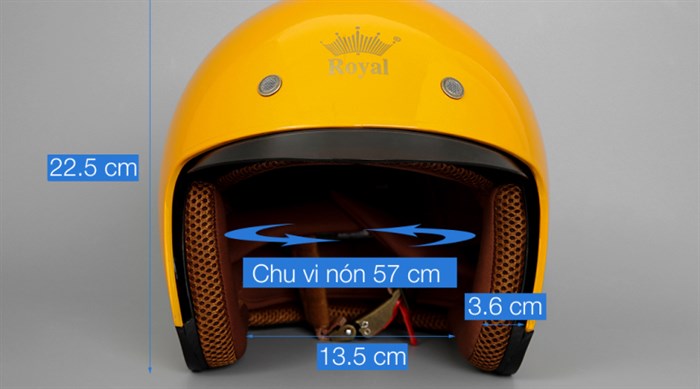 Mũ 3/4 size L Royal M139 vàng Màu Vàng