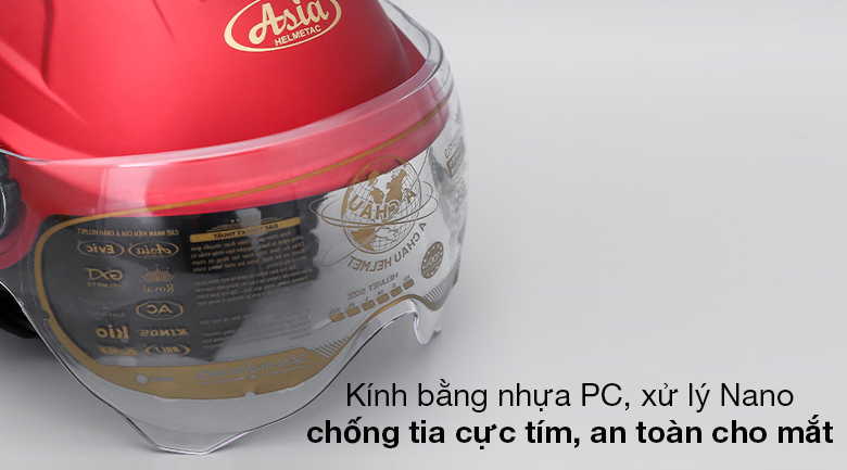 Mũ 1/2 size L Asia MT-179K đỏ sở hữu kính chắn bằng nhựa PC, bảo vệ an toàn cho đôi mắt của bạn