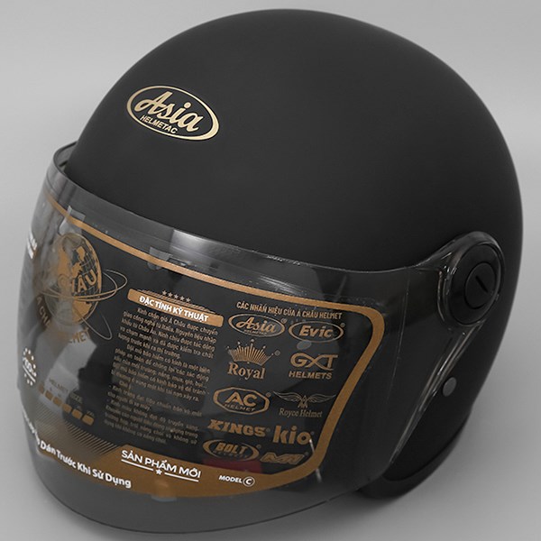 Mũ 3/4 size L Asia MT-124K đen