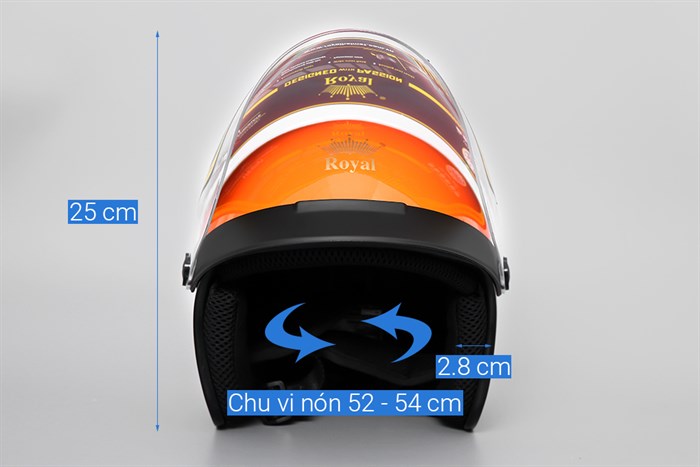 Mũ trẻ em 3/4 size S Royal M20KS cam Màu Cam