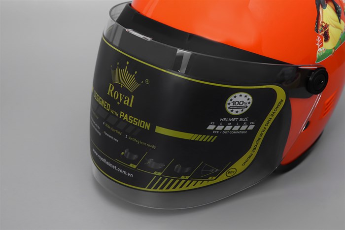 Mũ trẻ em 3/4 size S Royal M20KS cam Màu Cam