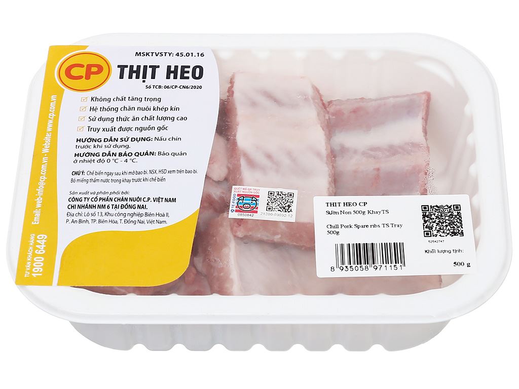 Sườn non heo C.P khay 500g (5-7 miếng) 2