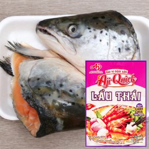 Đầu cá hồi đông lạnh khay 500g (1 - 2 đầu) & gia vị lẩu Thái Aji-Quick 50g