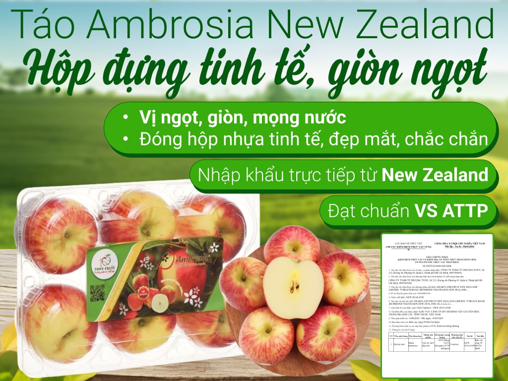 Táo Ambrosia New Zealand hộp 6 trái 1kg 14