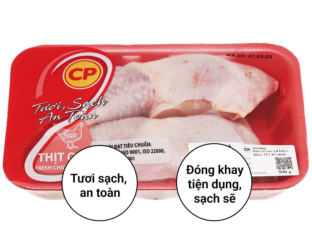 Đùi gà góc tư C.P khay 500g (1-3 miếng) 1