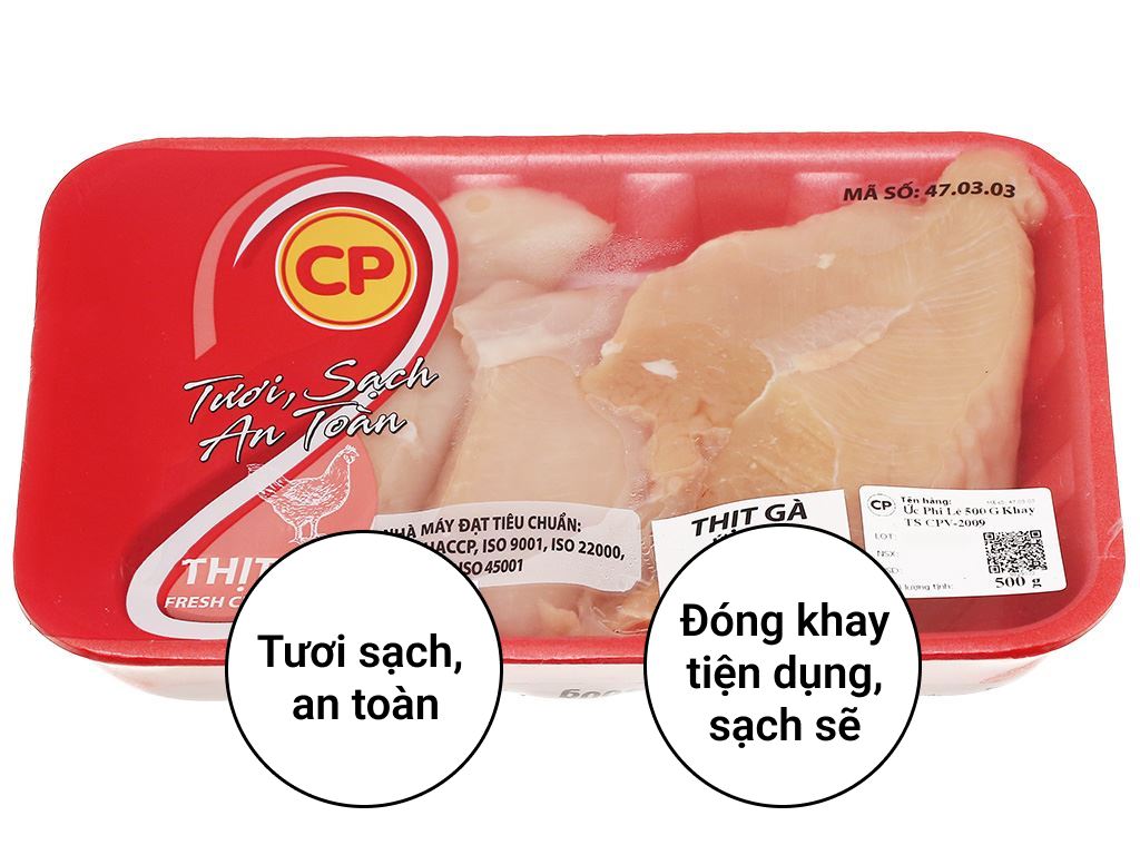 Ức gà tươi phi lê CP khay 500g (1-3 miếng) 1