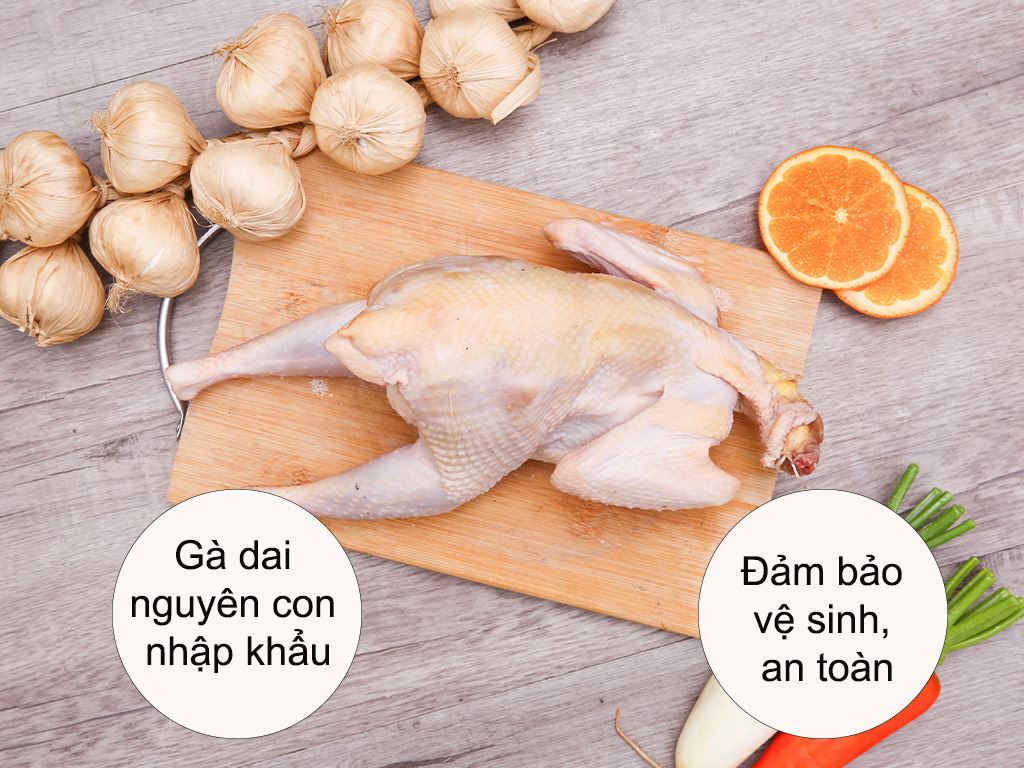 Gà dai nguyên con nhập khẩu đông lạnh túi 1.2kg 1