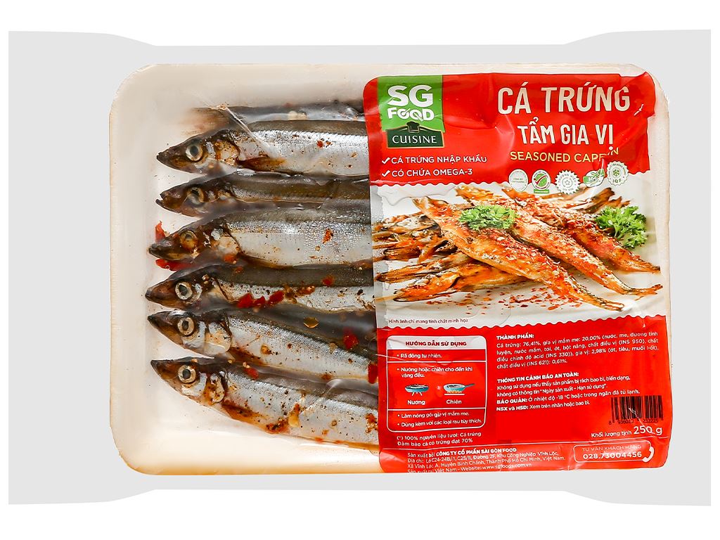 Cá trứng tẩm gia vị SG Food khay 250g 1