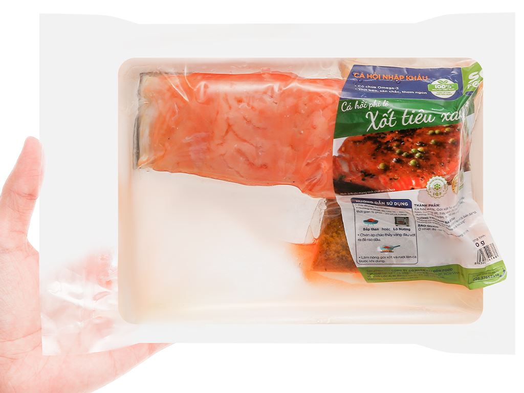 Cá hồi phi lê xốt tiêu xanh SG Food khay 300g 4