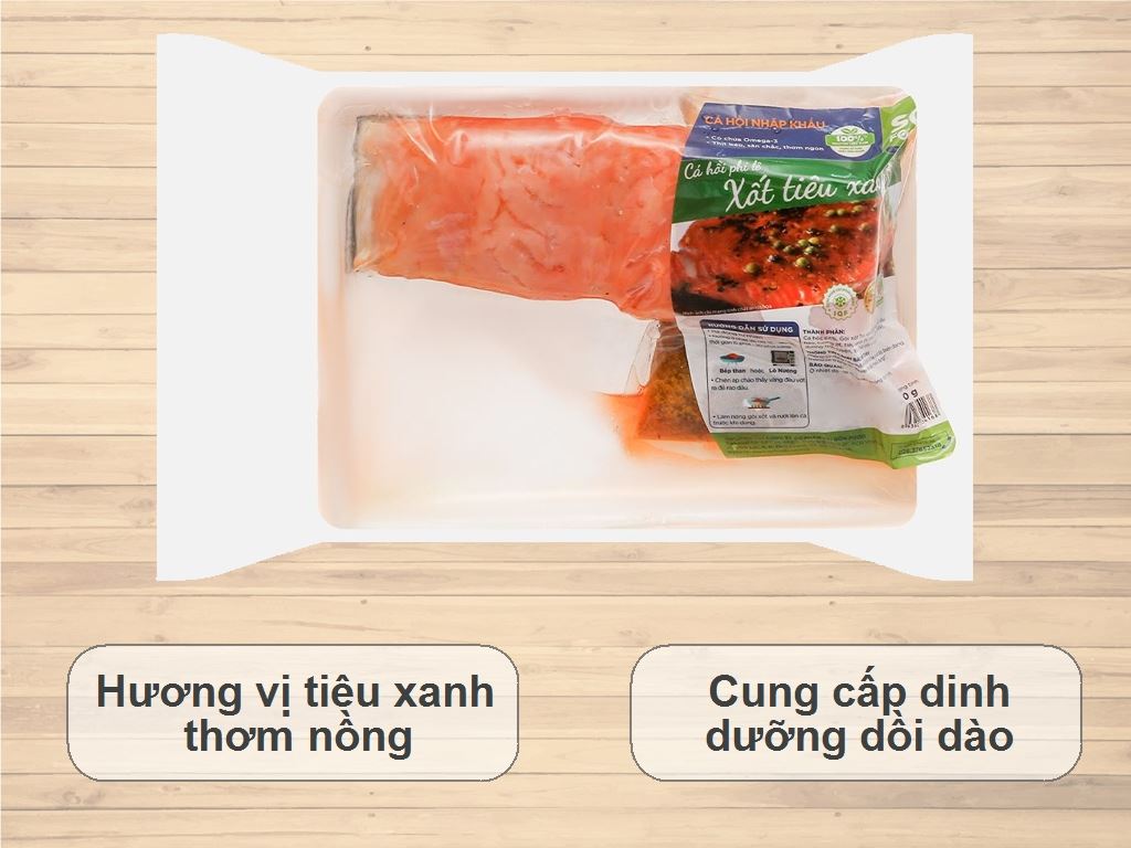 Cá hồi phi lê xốt tiêu xanh SG Food khay 300g 2