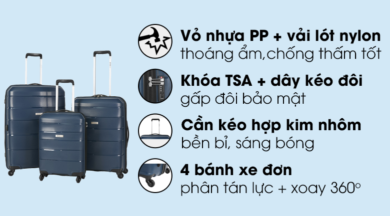 Vali nhựa 30 inch Stargo Jasper Z30 (Navy)