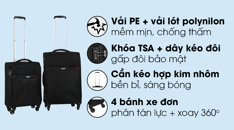 Vali vải 5 tấc Sakos Starline 5 FG00 (Đen)