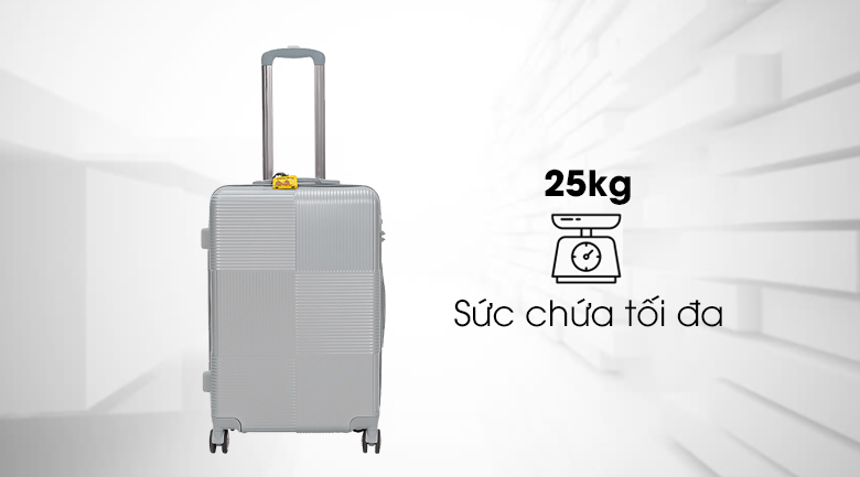 Vali nhựa 24 inch Hùng Phát 698 (Bạc)