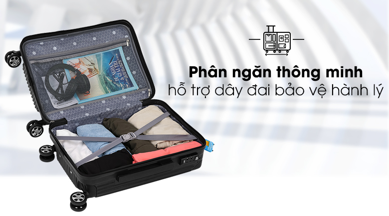 Vali nhựa 20 inch Hùng Phát 697 (Đen)