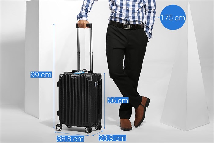 Vali nhựa 20 inch Hùng Phát 697 (Đen)