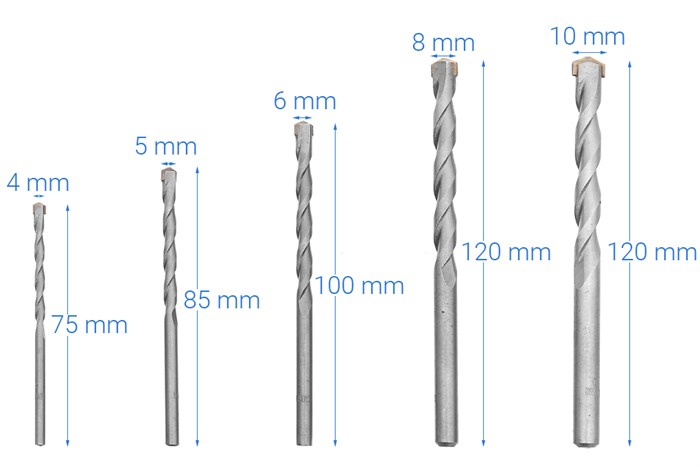 Mũi khoan tường Tolsen 75459 4-10 mm (bộ 5 mũi)