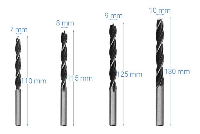 Mũi khoan gỗ Tolsen 75626 3-10 mm (bộ 8 mũi)