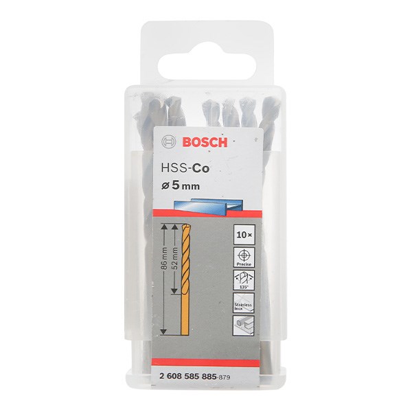 Mũi Khoan Inox Bosch Hss - Co 5 Mm (Hộp 10 Mũi)