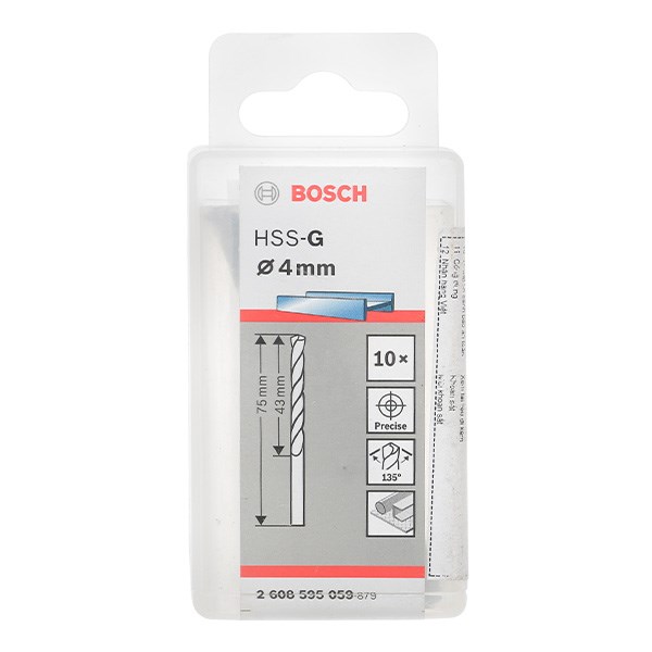 Mũi Khoan Sắt Bosch Hss - G 4 Mm (Hộp 10 Mũi)