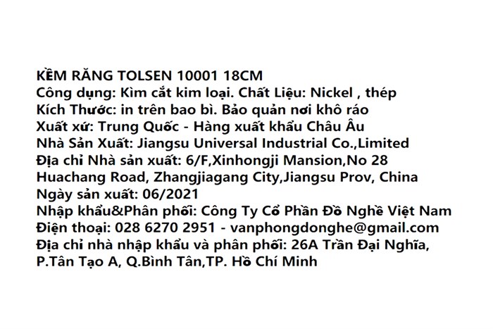 Kìm răng Tolsen 10001 18 cm