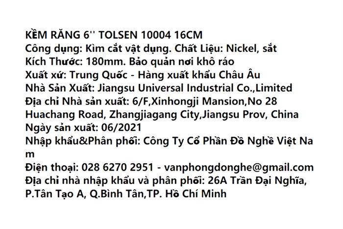 Kìm cắt Tolsen 10004 18 cm