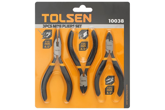 Bộ 3 kìm răng - cắt - nhọn mini Tolsen 10038 11 cm