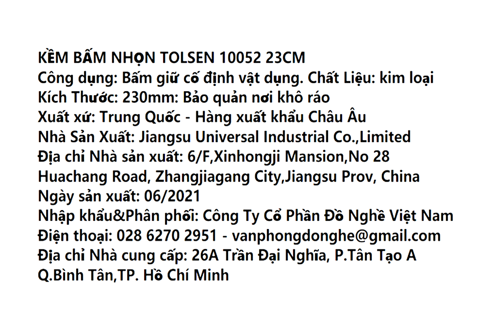 Kìm bấm nhọn Tolsen 10052 22.5 cm