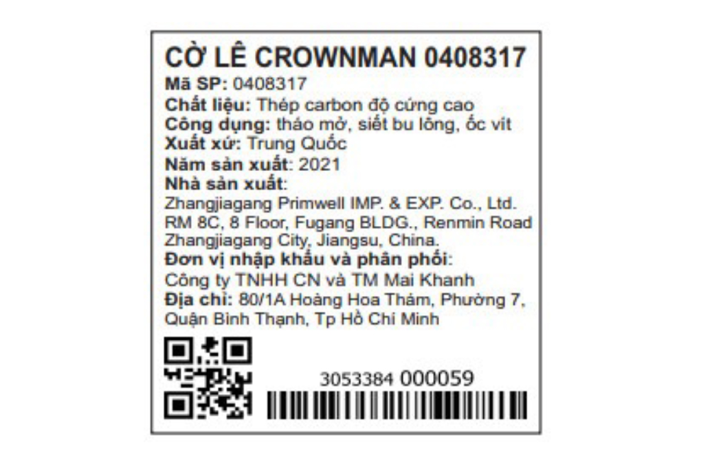 Cờ lê 2 đầu Crownman 17mm 0408317 (chuẩn Mỹ)