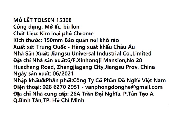 Mỏ lết cán nhựa đen Tolsen 20 mm 15308 Màu Đen - Vàng