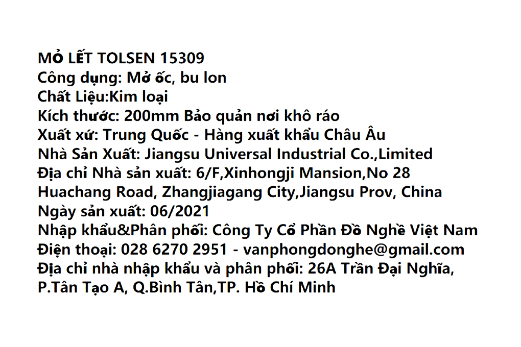 Mỏ lết cán nhựa đen Tolsen 20cm 15309