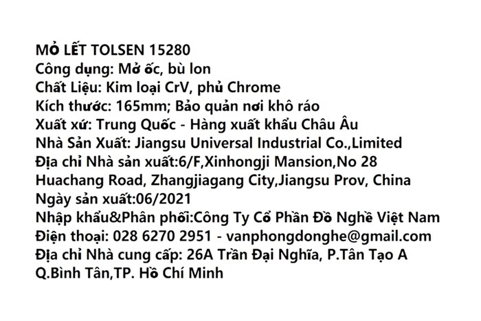 Mỏ lết mini Tolsen 30 mm 15280 Màu Đen - Vàng