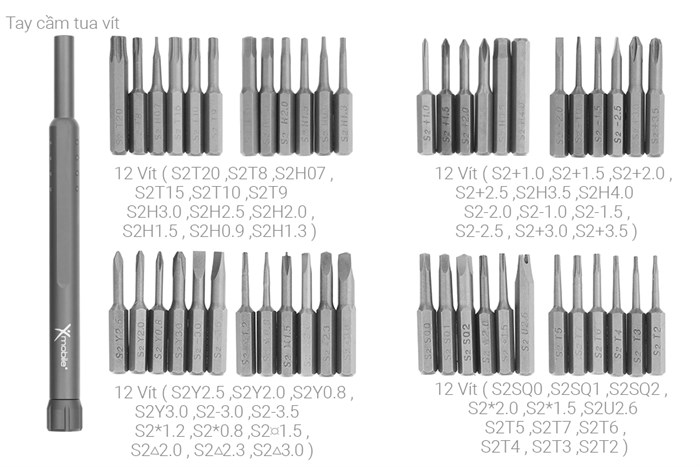 Bộ vặn vít Xmobile JM8169 (49 chi tiết) Màu Xám