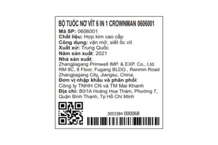 Bộ tua vít 6 in 1 5-8 mm Crownman 0606001