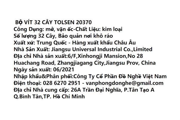 Bộ vặn vít Tolsen 20370 (32 chi tiết) Màu Đen - Vàng