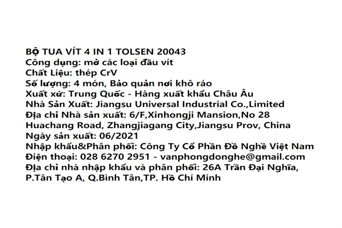 Bộ tua vít 4 in 1 6-8 mm Tolsen 20043