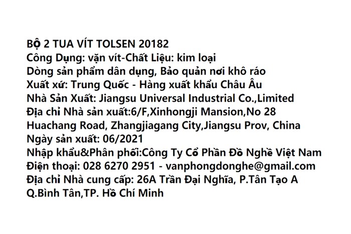Bộ tua vít 6.5 mm - PH2 Tolsen 20182 (2 cây)