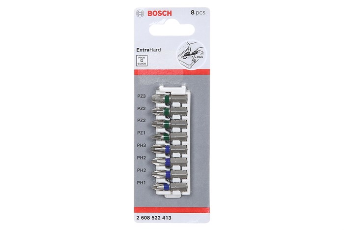 Bộ vặn vít đầu PH, PZ 25 mm Bosch Extra Hard (8 chi tiết) Màu Xanh Dương