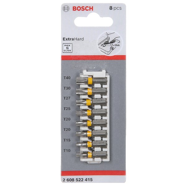 Bộ Vặn Vít Đầu Torx 25 Mm Bosch Extra Hard Vàng (8 Chi Tiết)