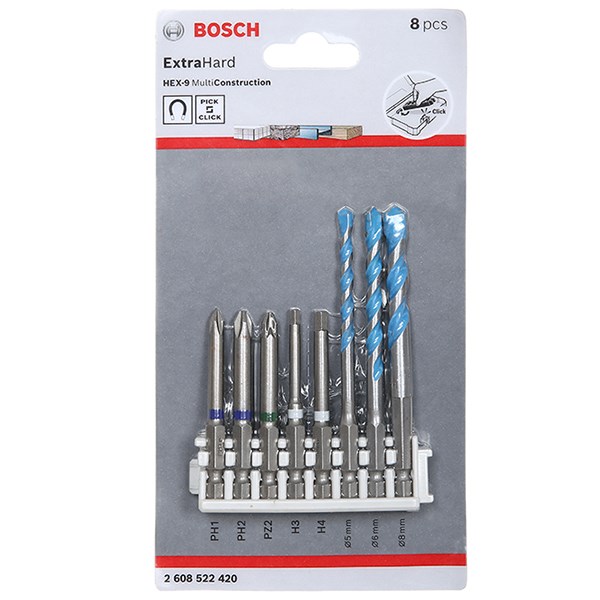 Bộ 5 Vít 65 Mm, 3 Mũi Khoan Bosch Multi Construction