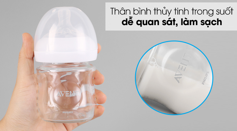 Bình sữa Philips Avent thủy tinh SCF671/13 120ml - Bình sữa chất liệu thuỷ tinh trong suốt