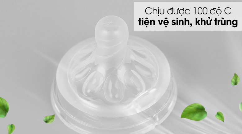Núm ti silicone Philips Avent cho trẻ sơ sinh SCF651/23 - Mức chịu nhiệt 100 độ C