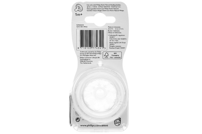 Núm ti silicone Philips Avent cho trẻ từ 1 tháng tuổi SCF652/23 Màu Trắng