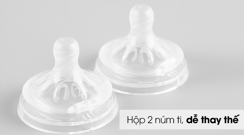 Núm ti silicone Philips Avent cho trẻ từ 1 tháng tuổi SCF652/23 - Hộp 2 núm ti tiện thay thế, tiết kiệm chi phí