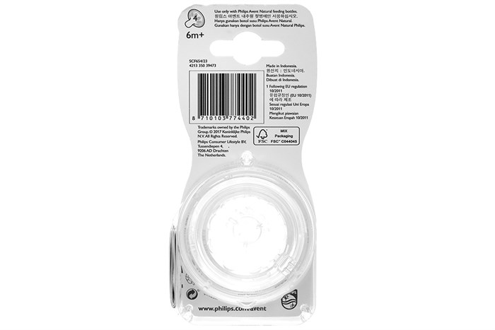 Núm ti silicone Philips Avent cho trẻ từ 6 tháng tuổi SCF654/23 Màu Trắng