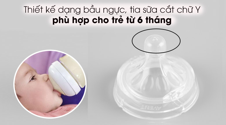 Tia cắt chữ Y - Núm ti silicone Philips Avent cho trẻ từ 6 tháng tuổi SCF656/23