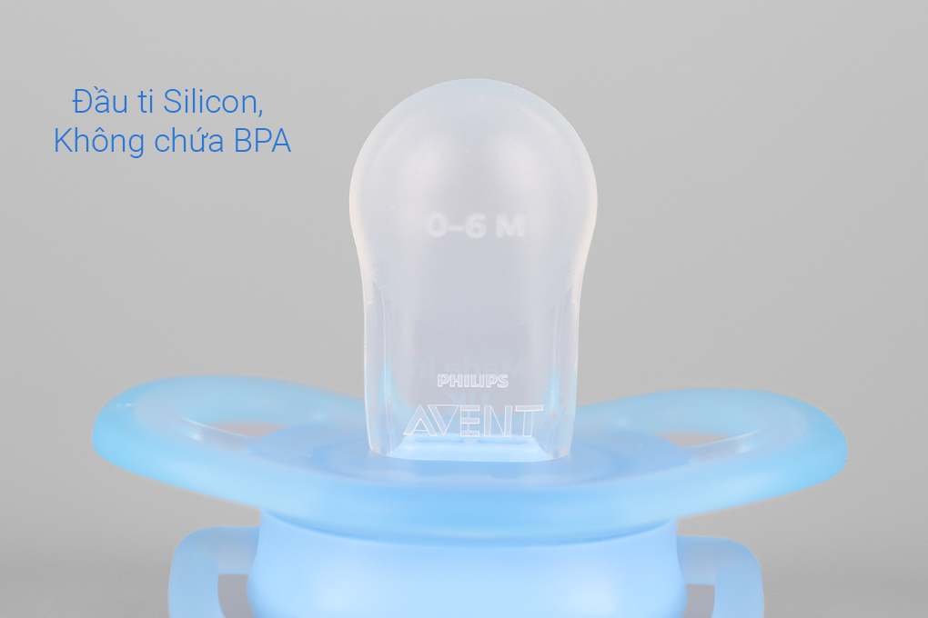 Ti giả silicone cho trẻ 0-6 tháng tuổi Philips Avent SCF544/10 Màu Xanh Dương