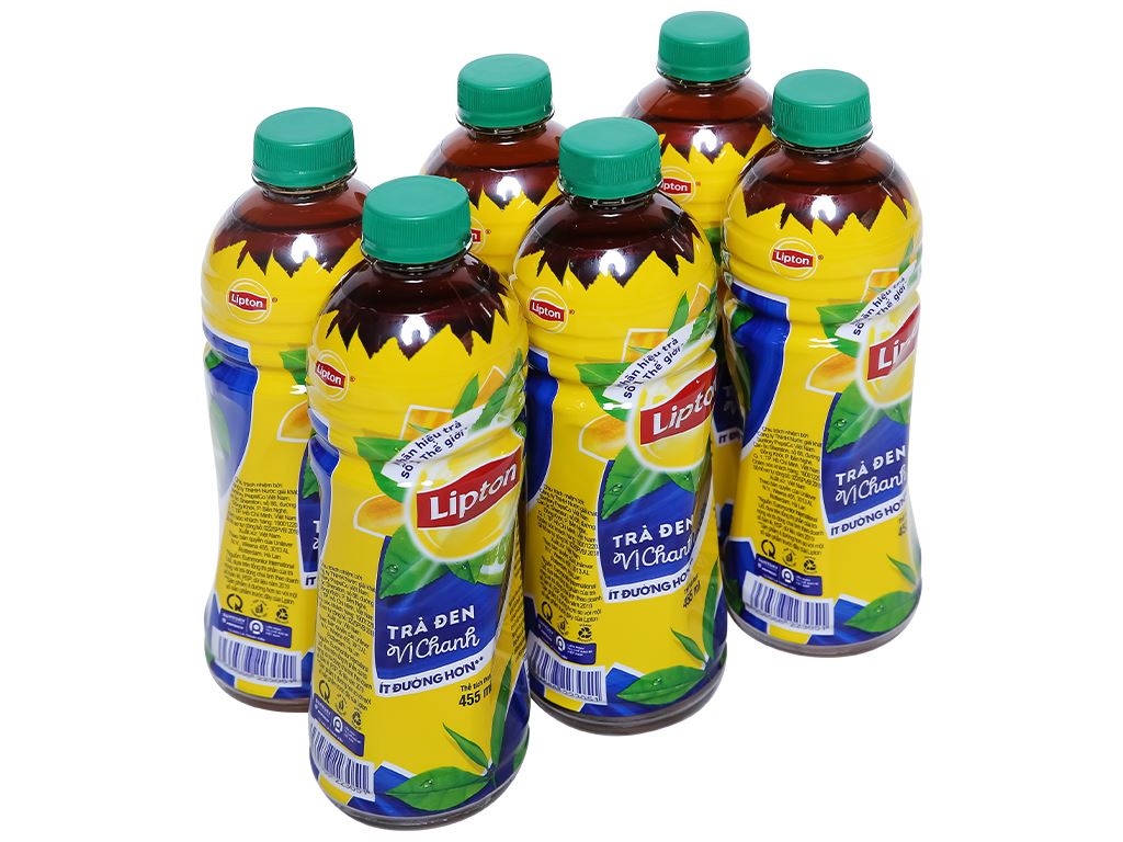 6 chai trà đen Lipton vị chanh 455ml 1