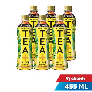 6 chai trà ô long Tea Plus vị chanh 455ml