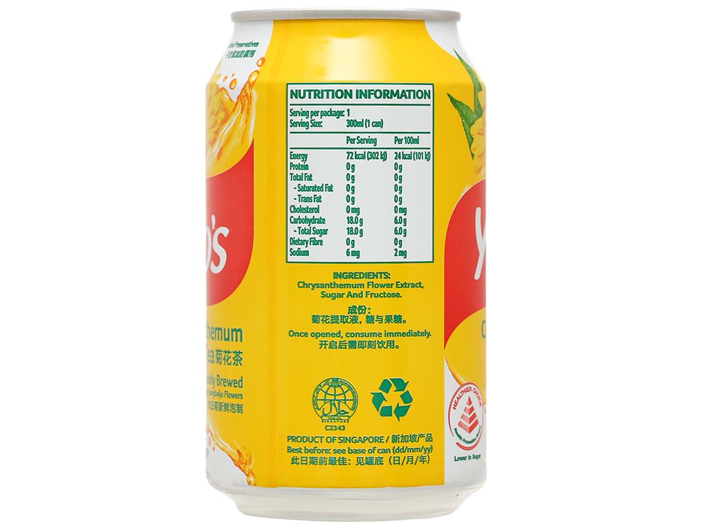 6 lon trà hoa cúc Yeo's 300ml 4