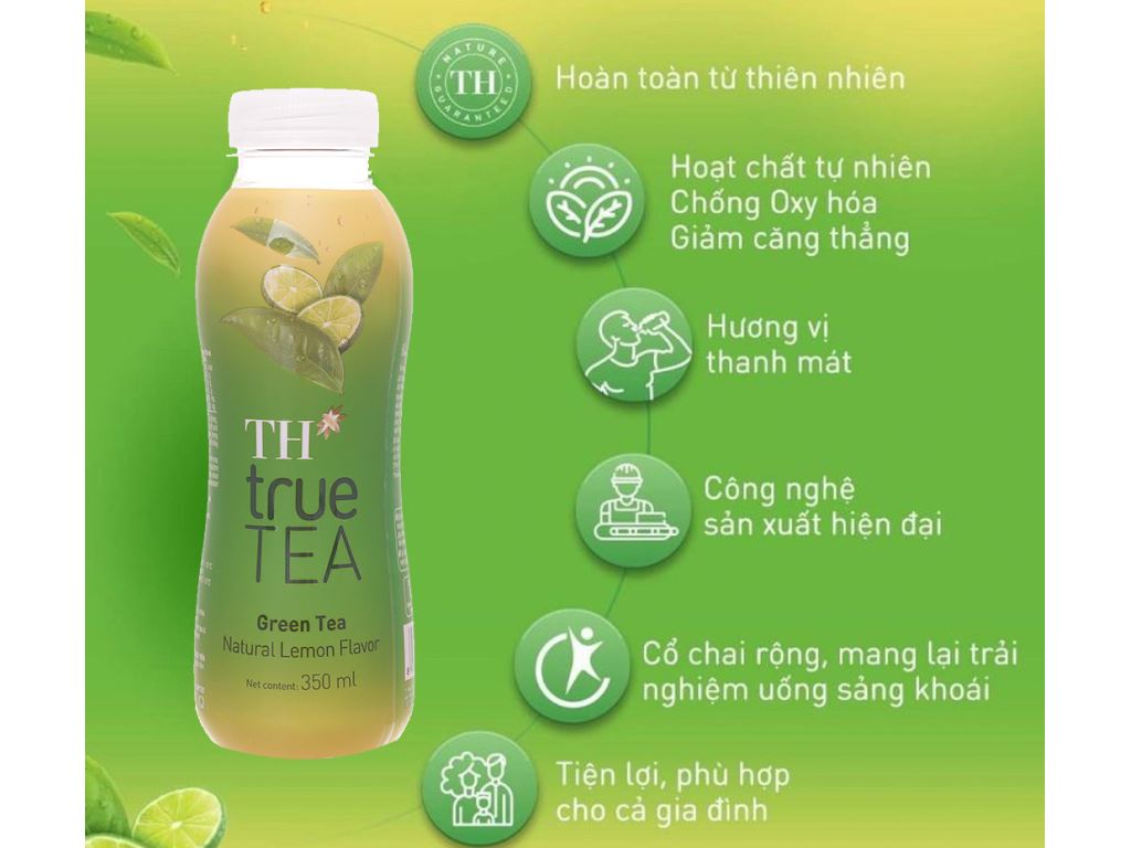 Trà xanh vị chanh tự nhiên TH True Tea chai 350ml 1